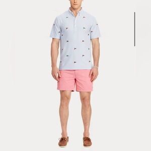 Ralph Lauren Hampton Classic Fit White and Indio Sky Flag Polo‎ Shirt Size Large